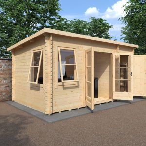 Belton Store 16×10 log cabin with doors open