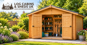 Log Cabins and Sheds UK branded garden shed ventilation graphic