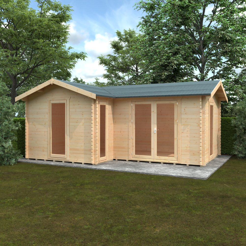 20x14 The L-Shaped Log Cabin | 44mm Log Cabin