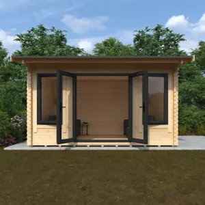 Ewesdale 14×12 log cabin with doors open